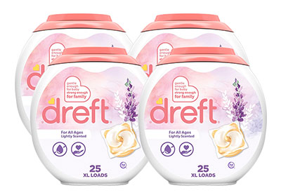 Image: Dreft For All Ages Lavender Scent Laundry Detergent XL Pacs (25 x 4 Pack)
