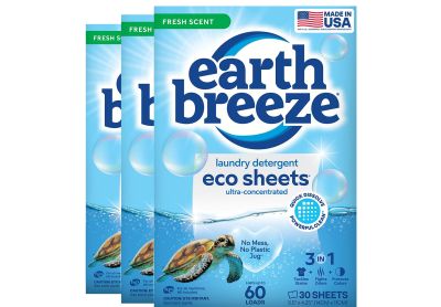 Image: Earth Breeze Fresh Scent Ultra-Concentrated Laundry Detergent Eco Sheets (30 x 3 Pack)
