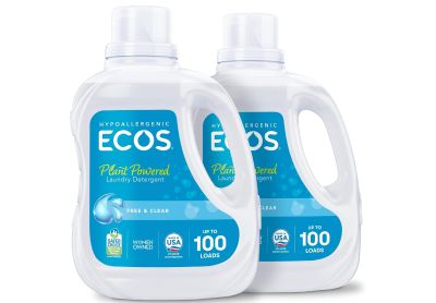 Image: Ecos 100-Loads Free & Clear Scent Plant-Powered Laundry Detergent Liquid (2.96L x 2 Pack)