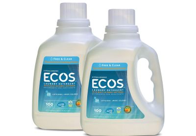 Image: Ecos 100-Loads Free & Clear Scent Plant-Powered Laundry Detergent Liquid with Softener (2.96L x 2 Pack)