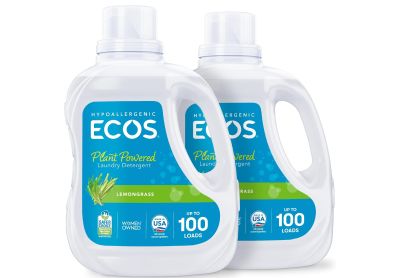 Image: Ecos 100-Loads Lemongrass Scent Plant-Powered Laundry Detergent Liquid (2.96L x 2 Pack)