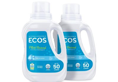 Image: Ecos 50-Loads Free & Clear Scent Plant-Powered Laundry Detergent Liquid (1.48L x 2 Pack)
