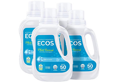 Image: Ecos 50-Loads Free & Clear Scent Plant-Powered Laundry Detergent Liquid (1.48L x 4 Pack)