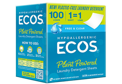Image: Ecos Free & Clear Scent Plant-Powered Laundry Detergent Sheets (100 Count)