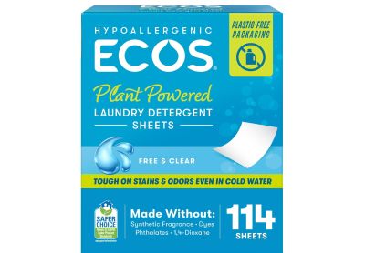 Image: Ecos Free & Clear Scent Plant-Powered Laundry Detergent Sheets (114 Count)