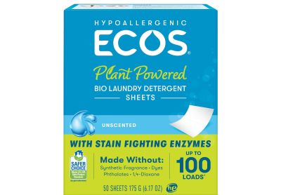 Image: Ecos Free & Clear Scent Plant-Powered Laundry Detergent Sheets (50 Count)