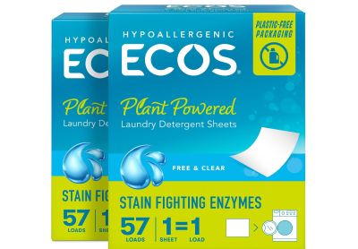Image: Ecos Free & Clear Scent Plant-Powered Laundry Detergent Sheets (57 x 2 Pack)