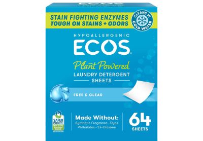 Image: Ecos Free & Clear Scent Plant-Powered Laundry Detergent Sheets (64 Count)