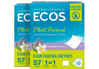 Image: Ecos Lavender Vanilla Scent Plant-Powered Laundry Detergent Sheets (57 x 2 Pack)