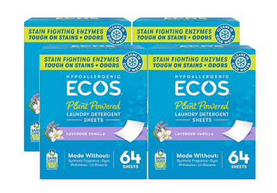 Image: Ecos Lavender Vanilla Scent Plant-Powered Laundry Detergent Sheets (64 x 4 Pack)