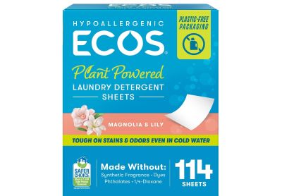Image: Ecos Magnolia & Lily Scent Plant-Powered Laundry Detergent Sheets (114 Count)