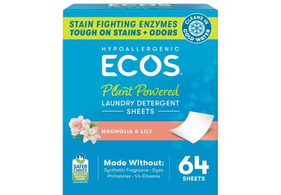 Image: Ecos Magnolia & Lily Scent Plant-Powered Laundry Detergent Sheets (64 Count)