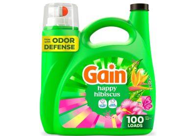 Image: Gain 100-Loads Happy Hibiscus Scent Laundry Detergent Liquid with Odor Defense (3.9L)