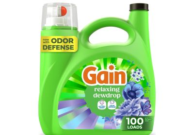 Image: Gain 100-Loads Relaxing Dewdrop Scent Laundry Detergent Liquid with Odor Defense (3.9L)