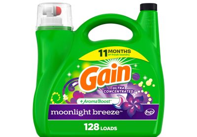 Image: Gain 128-Loads Moonlight Breeze Scent Ultra Concentrated Laundry Detergent Liquid with Aroma Boost (5.44L)