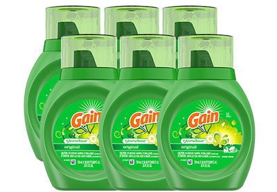 Image: Gain 16-Loads Original Scent Laundry Detergent Liquid with Aroma Boost (739mL x 6 Pack)