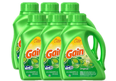 Image: Gain 32-Loads Original Scent Laundry Detergent Liquid (1.47L x 6 Pack)