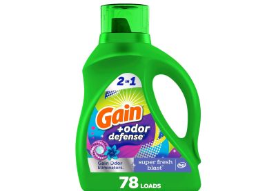 Image: Gain 78-Loads 2-in-1 Super Fresh Blast Scent Laundry Detergent Liquid with Odor Defense (3.34L)