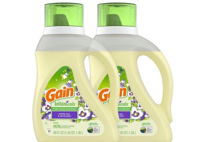 Image: Gain Botanicals 32-Loads White Tea & Lavender Scent Plant-Based Laundry Detergent Liquid (1.36L x 2 Pack)