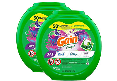 Image: Gain Flings 3-in-1 Moonlight Breeze Scent Laundry Detergent Pacs (76 x 2 Pack)