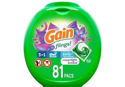 Image: Gain Flings 3-in-1 Moonlight Breeze Scent Laundry Detergent Pacs (81 Count)