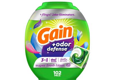 Image: Gain Flings 3-in-1 Super Fresh Blast Scent Laundry Detergent with Odor Defense Pacs (102 Count)