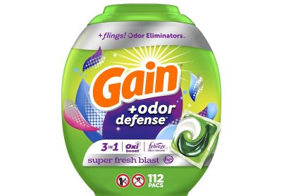 Image: Gain Flings 3-in-1 Super Fresh Blast Scent Laundry Detergent with Odor Defense Pacs (112 Count)