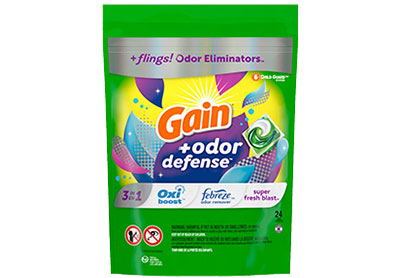Image: Gain Flings 3-in-1 Super Fresh Blast Scent Laundry Detergent with Odor Defense Pacs (24 Count)