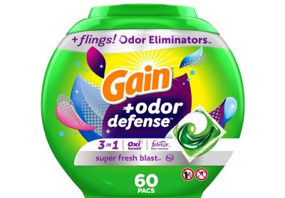 Image: Gain Flings 3-in-1 Super Fresh Blast Scent Laundry Detergent with Odor Defense Pacs (60 Count)