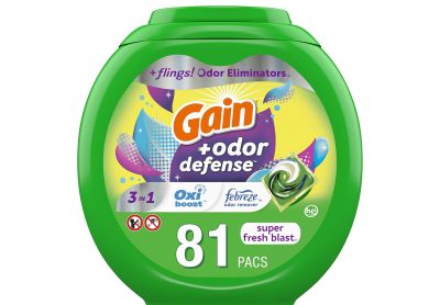 Image: Gain Flings 3-in-1 Super Fresh Blast Scent Laundry Detergent with Odor Defense Pacs (81 Count)