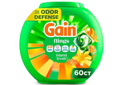 Image: Gain Flings 4-in-1 Island Fresh Scent Laundry Detergent Pacs (60 Count)