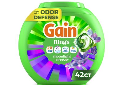 Image: Gain Flings 4-in-1 Moonlight Breeze Scent Laundry Detergent Pacs (42 Count)