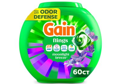 Image: Gain Flings 4-in-1 Moonlight Breeze Scent Laundry Detergent Pacs (60 Count)