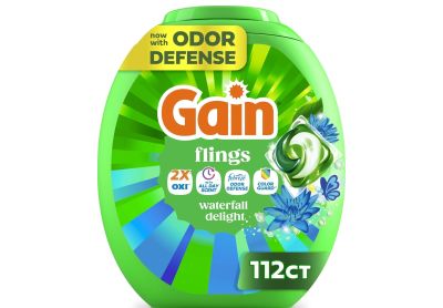 Image: Gain Flings 4-in-1 Waterfall Delight Scent Laundry Detergent Pacs (112 Count)