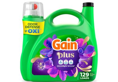 Image: Gain Plus 129-Loads Moonlight Breeze Scent Laundry Detergent Liquid with Odor Defense & Oxi (5.02L)