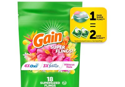 Image: Gain Super Flings 4-in-1 Hibiscus Hula Scent Laundry Detergent Pacs (18 Count)