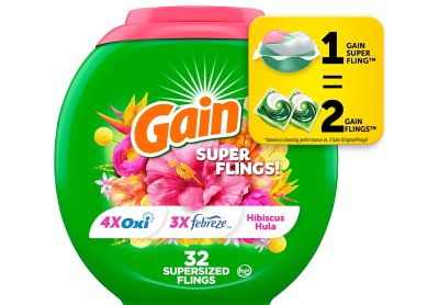 Image: Gain Super Flings 4-in-1 Hibiscus Hula Scent Laundry Detergent Pacs (32 Count)