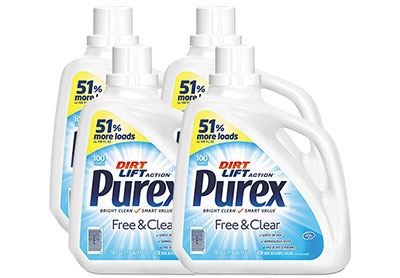 Image: Purex 100-Loads Free & Clear Dirt Lift Action Scent Free Laundry Detergent Liquid (4.43L x 4 Pack)