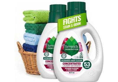 Image: Seventh Generation 53-Loads Biobased Deep Clean Concentrated Geranium Blossom & Vanilla Scent Laundry Detergent Liquid (1.18L x 2 Pack)
