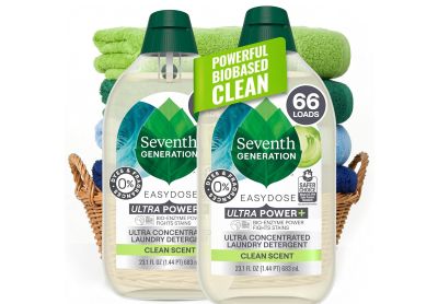 Image: Seventh Generation 66-Loads Easy Dose Ultra Power Plus Ultra Concentrated Clean Scent Laundry Detergent Liquid (683mL x 2 Pack)