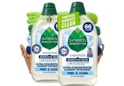 Image: Seventh Generation 66-Loads Free & Clear Easy Dose Sensitive Skin Ultra Concentrated Scent Free Laundry Detergent Liquid (683mL x 2 Pack)