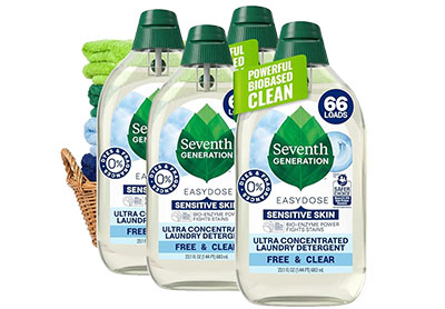 Image: Seventh Generation 66-Loads Free & Clear Easy Dose Sensitive Skin Ultra Concentrated Scent Free Laundry Detergent Liquid (683mL x 4 Pack)