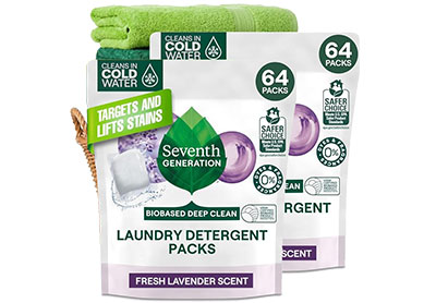 Image: Seventh Generation Biobased Deep Clean Fresh Lavender Scent Laundry Detergent Pacs (64 x 2 Pack)