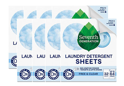 Image: Seventh Generation Free & Clear Scent Free Laundry Detergent Sheets (32 x 8 Pack)