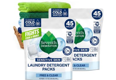 Image: Seventh Generation Free & Clear Sensitive Skin Scent Free Laundry Detergent Pacs (45 x 2 Pack)