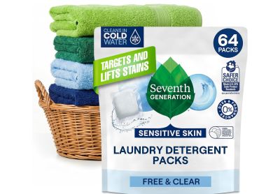 Image: Seventh Generation Free & Clear Sensitive Skin Scent Free Laundry Detergent Pacs (64 Count)