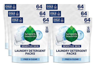Image: Seventh Generation Free & Clear Sensitive Skin Scent Free Laundry Detergent Pacs (64 x 6 Pack)