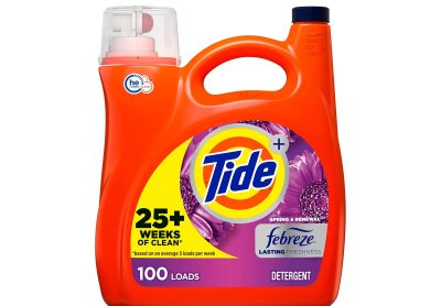 Image: Tide 100-loads Febreze Freshness Spring & Renewal Scent Laundry Detergent Liquid (4.55L)