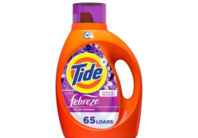 Image: Tide 65-Loads Ultra Febreze Spring & Renewal Scent Laundry Detergent Liquid (2.72L)