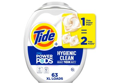 Image: Tide Free Power Pods Hygienic Clean 10X Heavy Duty Scent Free Laundry Detergent XL Pacs (63 Count)